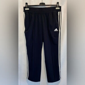 Women’s‎ Adidas stretchy waist black white stripes Capri crop pants Sz medium